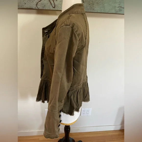 Free People Utility Peplum Double-Breasted Jacket - Olive Green - Picture 2 of 10